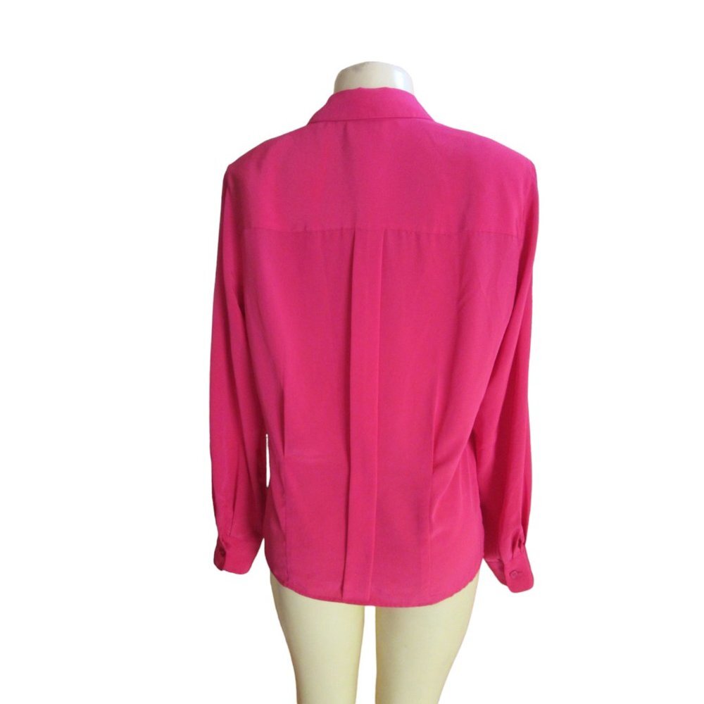 Vintage Christian Dior Chemises Pink Button Down Blouse w Long Sleeves, Sz 10 - Picture 4 of 5